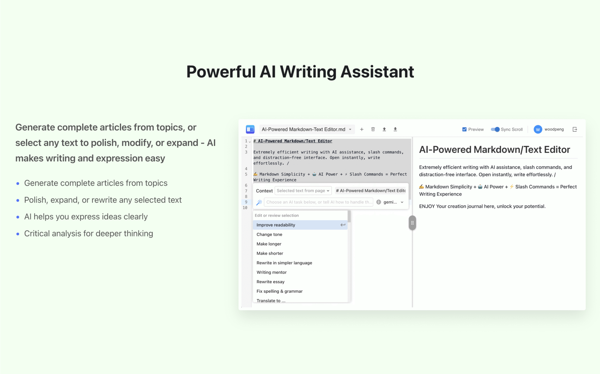 AI-Powered Markdown/Text Editor-img4